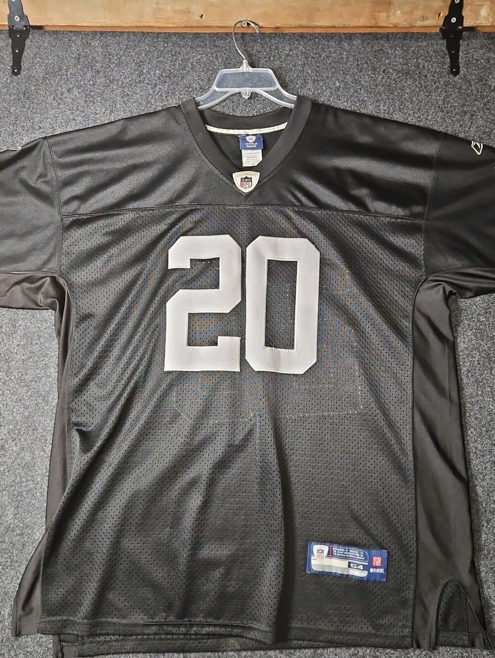 Oakland Raiders Reebok NFL Authentic Jersey 20 Mens 54 Black Sewn